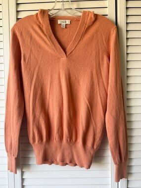Jacob Connexion Peach V-Neck Hooded Sweater - Size M